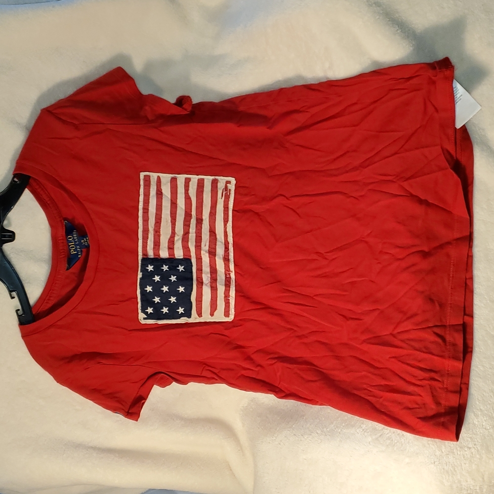 POLO RALPH LAUREN t-shirt size 12 girls 100% cotton red color